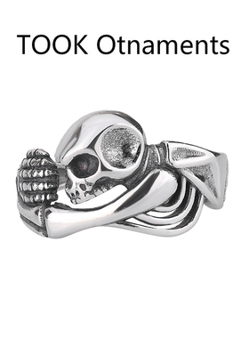 TOOK Otnament新款S925纯银咕噜头素银戒指女欧美时尚潮流指环ins