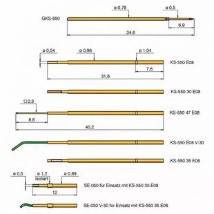 306 214 305 201 测试针34.6mm 防0.78英钢 四爪头探针 GKS550