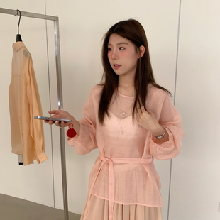 配腰绳 ULOUR 糖果色系显白又显瘦～小衫 苎麻小衫 U粒 绑带款