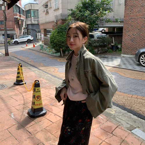 FIFTEEN-26早秋上新美式街头怀旧绿宽松廓形牛仔外套