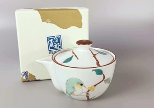 九谷青郊绣眼鸟宝瓶茶道具用品茶具