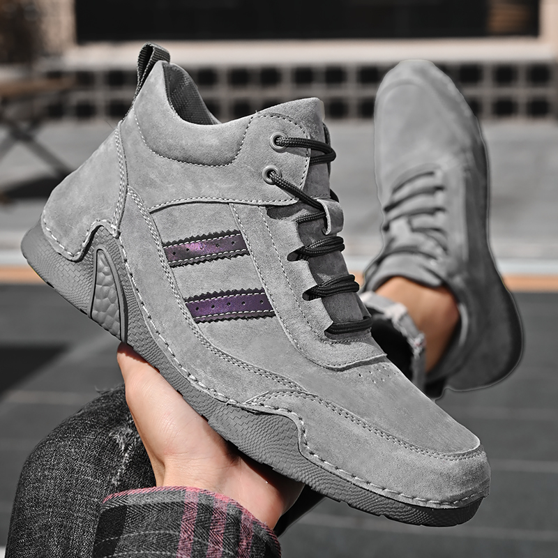 冬季男鞋加绒大码46高帮45保暖加厚二棉鞋运动休闲真皮工装马丁靴