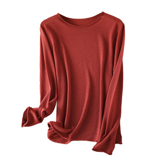 秋冬真丝羊毛打底衫 毛衣 宽松一片式