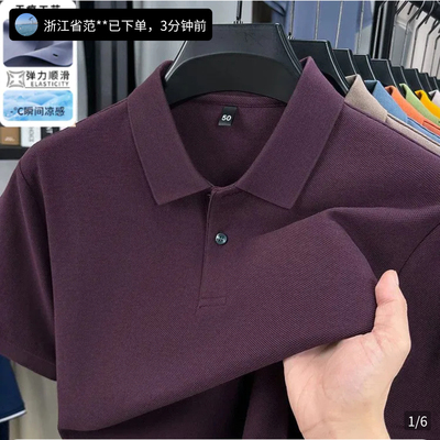 芸菲汇XN呈星男装2025夏季短袖T恤男商务翻领POLO衫纯色半袖上衣