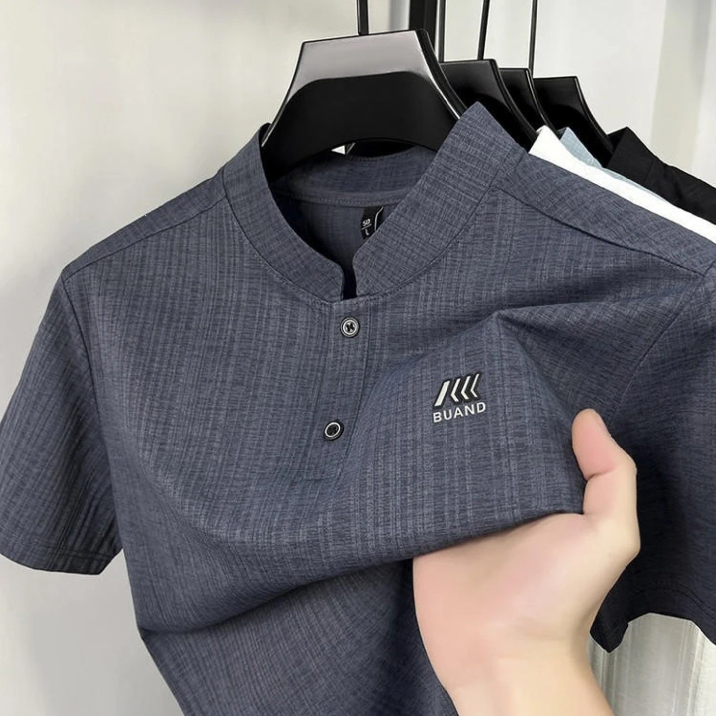 榕坤品质优选男装2026夏季新款男士立领短袖T恤透气速干休闲上衣