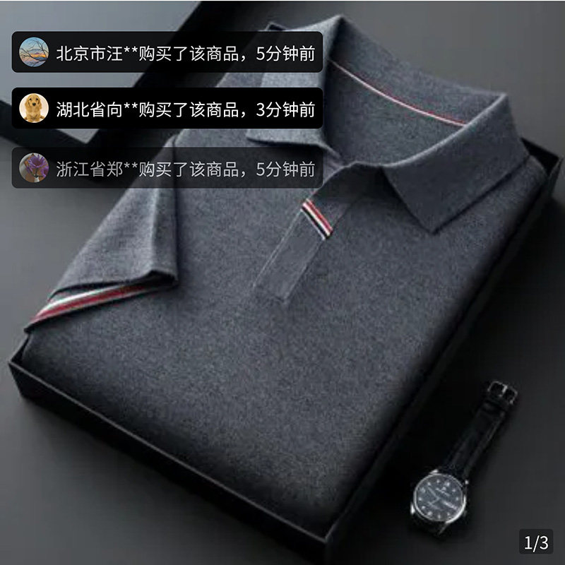 莱锦服饰男装高品质丝光棉POLO衫纯色短袖男商务休闲翻领衬衫T恤