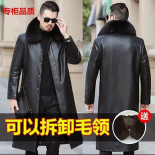 中长款 男士 皮衣加绒加厚保暖风衣外套 店2025秋冬款 点击率精品男装