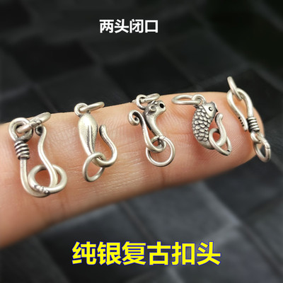 s925纯银鱼龙做旧编织diy手绳