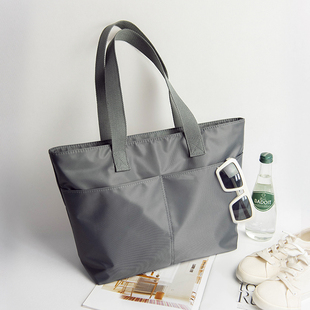 托特包女大容量学生通勤包上班上课简约尼龙布包多口袋百搭单肩包