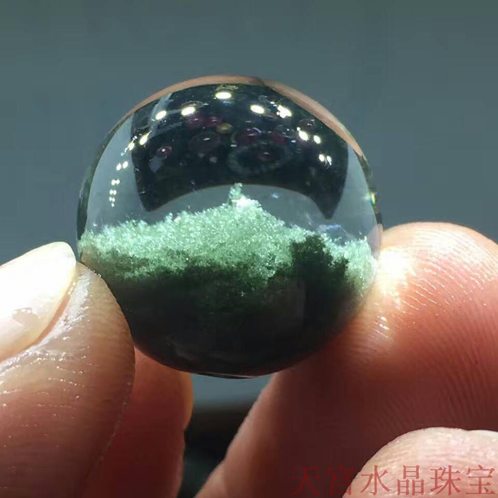 天然绿幽灵水晶宝石散珠单珠珠宝多宝手串转运珠锁骨链吊饰尺寸mm