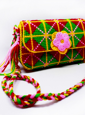 新款已裁剪手工立体十字绣挎包3D毛线绣甜蜜淑女翻盖手提小包套件