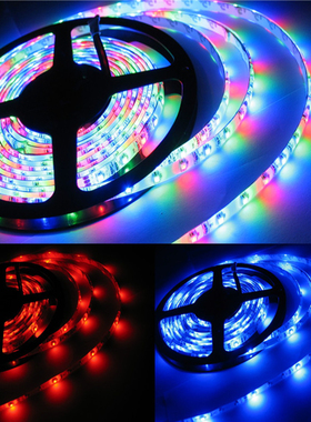 led彩色遥控变色USB灯条5v防水三色跑马灯带电池盒氛围灯条