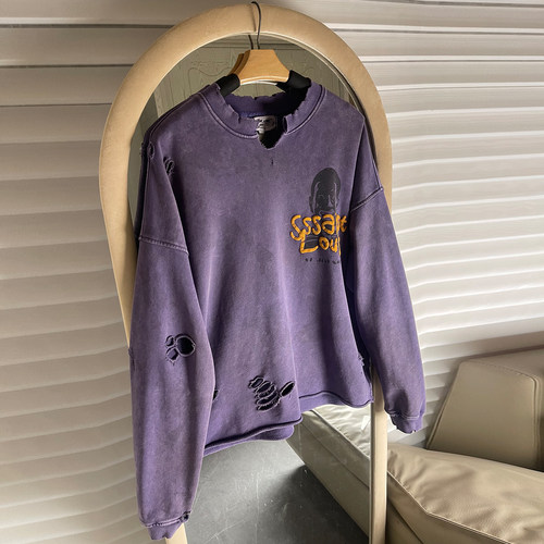 美式高街发泡字母印花水洗做旧