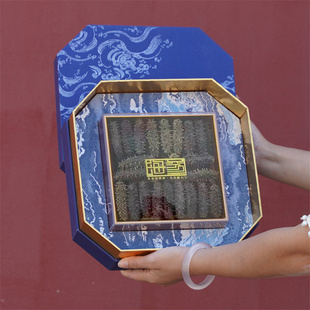 新款八角蓝色海参包装盒一斤半斤礼品盒辽参海参礼盒空盒子可批发