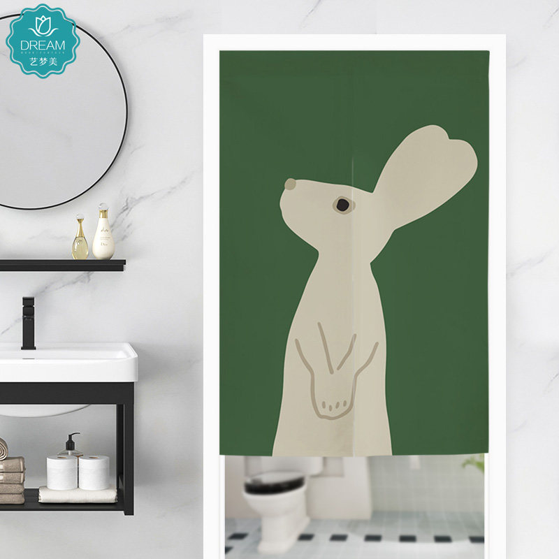 简约ins风玄关家用卧室隔断帘儿童房布艺门帘卫生间免打孔挂帘子