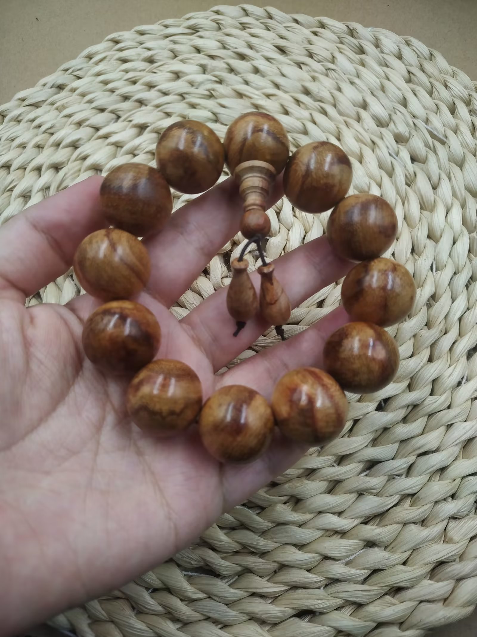 正宗海南黄花梨佛珠手串2.0新手入门串特价一物一拍山水纹油性好