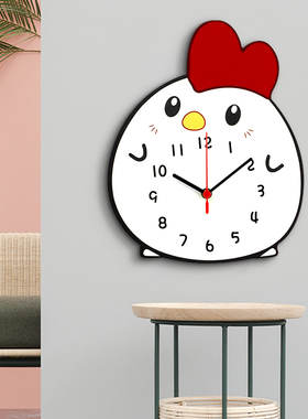 动漫表新款卡通小鸡表挂墙网红创意钟表挂钟客厅现代简约时尚时钟