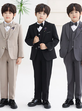 男童西装套装钢琴花童礼服外套马甲西裤三件套儿童主持人西服秋季