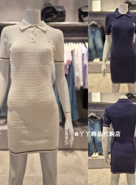 CK JEANS 韩国正品直邮代购26春47F323G女士翻领针织短袖连衣裙