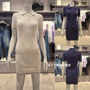CK JEANS 韩国正品直邮代购26春47F323G女士翻领针织短袖连衣裙