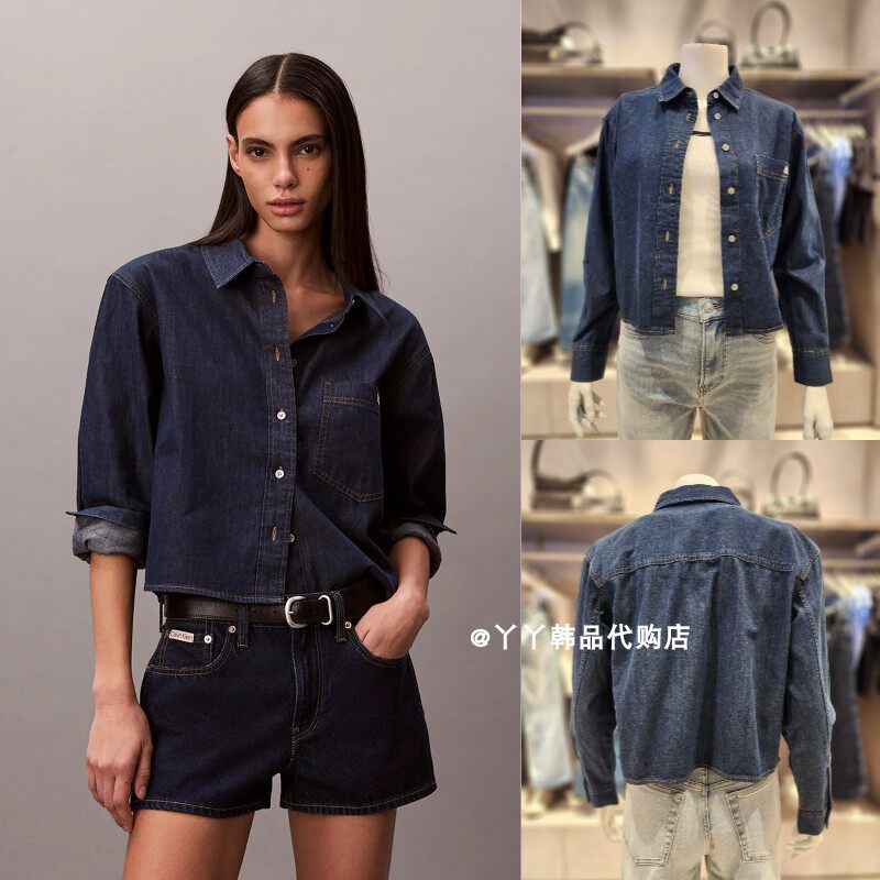 CK JEANS 韩国正品直邮代购26春47F791G女士时尚长袖休闲牛仔衬衫