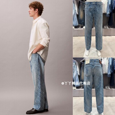 CK韩国代购男士AOP90S直筒牛仔裤