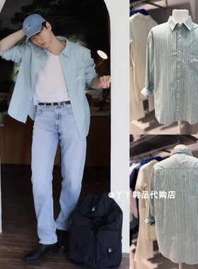 CK JEANS韩国正品直邮代购26春4RF104G男士时尚条纹长袖休闲衬衫