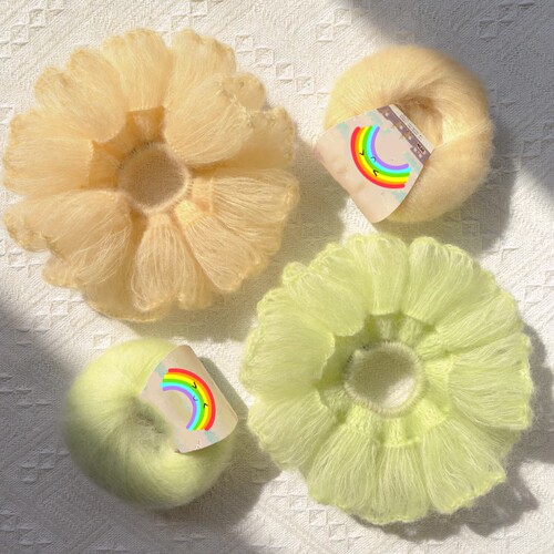钩织发圈萝卜丝马海毛线披肩围巾
