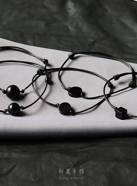 天然黑玛瑙手绳脚链男女款潮酷款