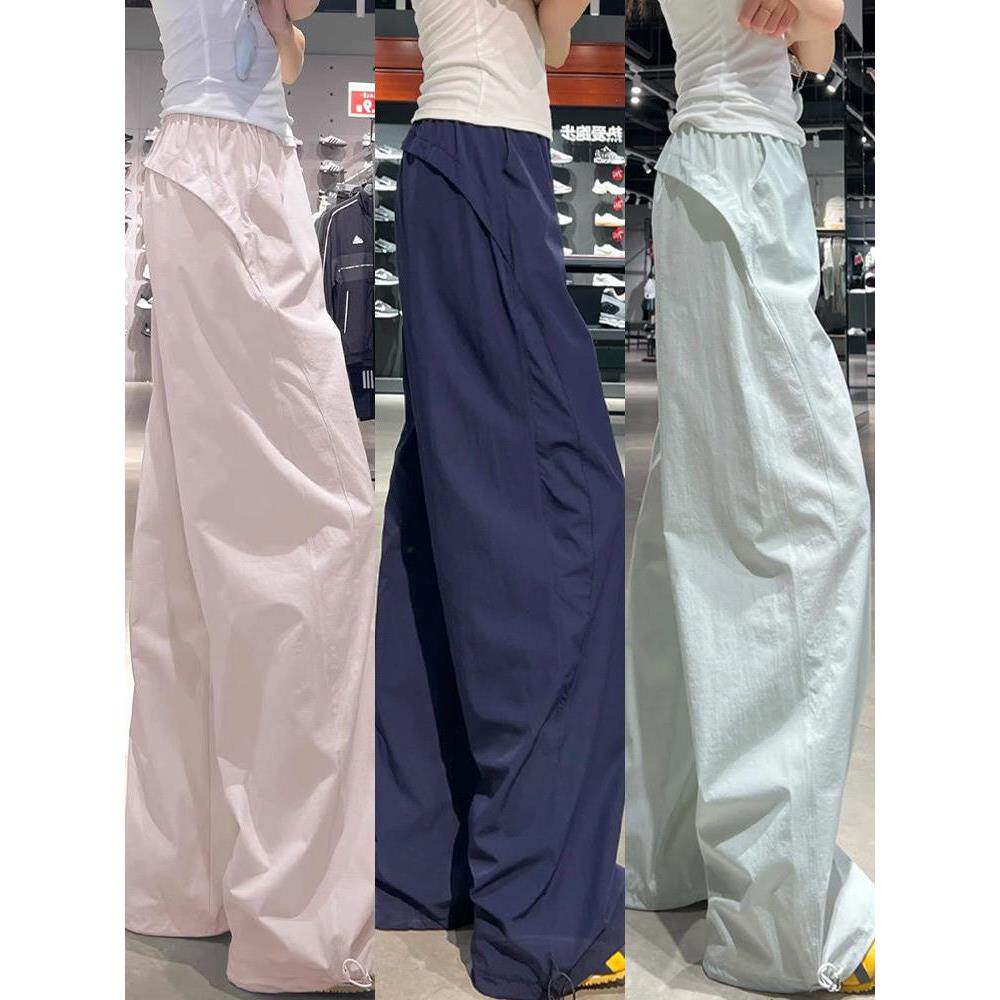 春秋美式显瘦直筒阔腿运动裤工装裤女速干休闲夏季宽松小个子防晒