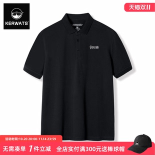 加大码 字母胸花简约百搭休闲体恤夏季 翻领t恤 男短袖 KERWATSpolo衫