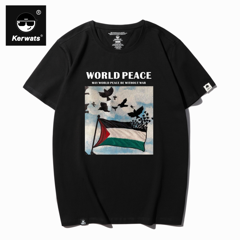 同款短袖反战印花巴勒斯坦潮流