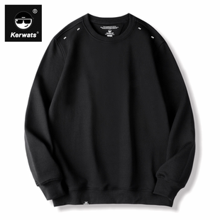 KERWATS可维斯品牌大码 机车卫衣 男女情侣无性别字母肩上印花美式