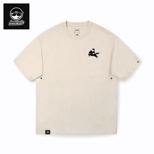 KERWATS品牌大码男女情侣小黑马胸花基础2026马年宽松圆领短袖T恤