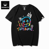 t恤男半袖 KERWATS青少年涂鸦彩色笑脸印花休闲体恤短袖 潮胖子大码