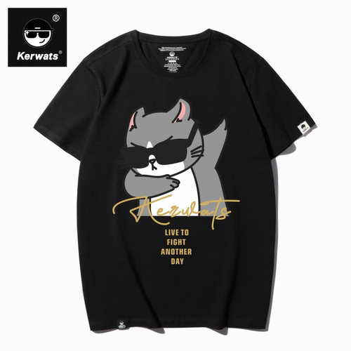 灰猫潮牌学院风大码短袖圆领