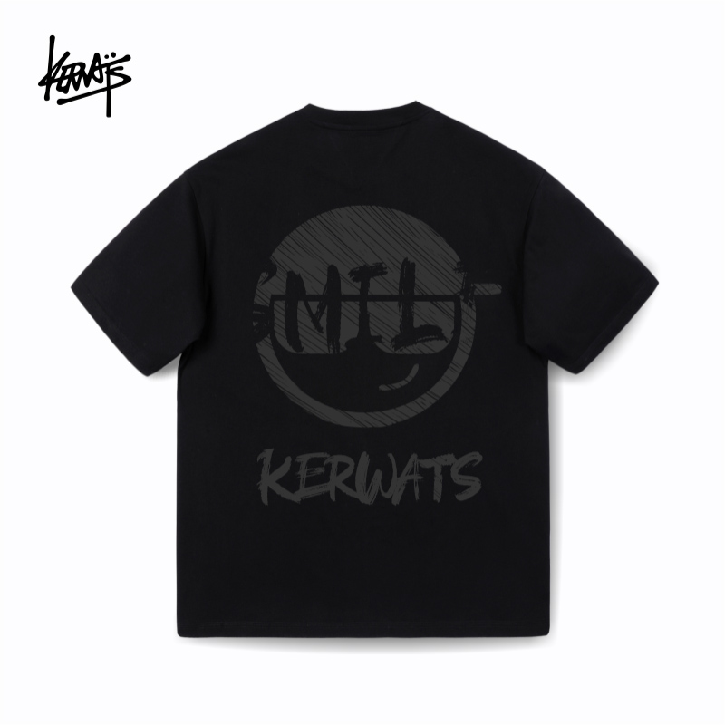 无性别花国短袖新款笑脸潮流英文