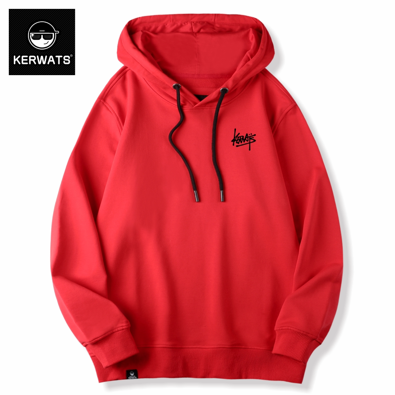 KERWATS/可维斯品牌字母胸花简约百搭大红色套头无性别男女卫衣