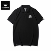 polo衫 KERWATS潮牌老虎图案印花嘻哈新款 复古短袖 翻领T恤衫 男 大码