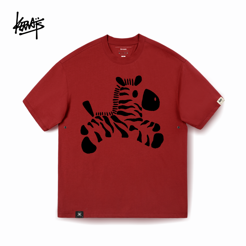 KERWATS品牌大码男女情侣马年本命年斑马印花纯棉红色落肩短袖t恤,男装,T恤,淘宝优惠券,粉丝福利购,淘宝优惠卷