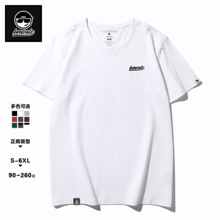 KERWATS品牌大码男女情侣字母胸花宽松型基础95棉休闲圆领短袖T恤