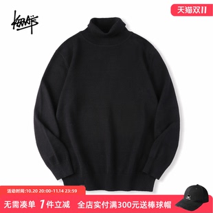 KERWATS秋冬季 韓版 純棉大碼 寬松打底無性別男女高領針織毛衣 新款