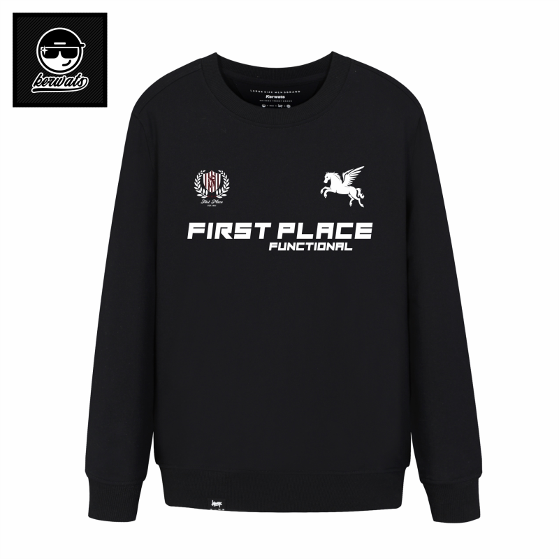 KERWATS品牌麦穗小马字母印花男女无性别休闲风马年新款圆领卫衣