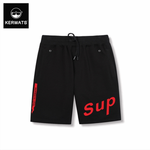 青年运动短裤 KERWATS大码 夏装 宽松潮牌胖子英文字母五分裤 男 男装