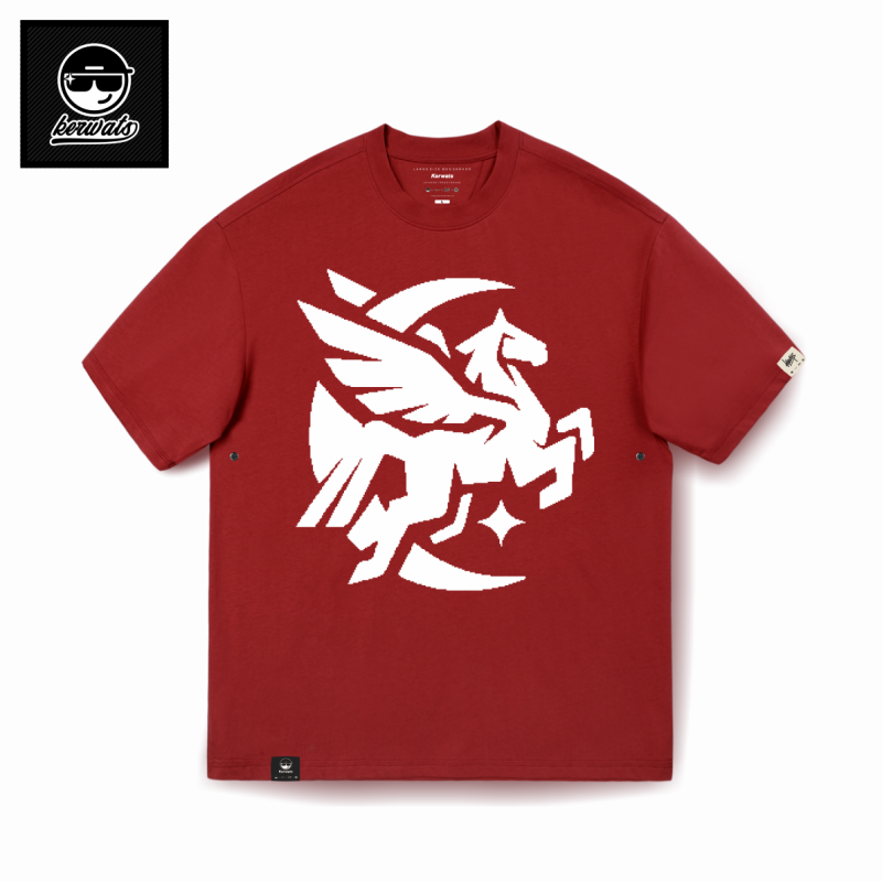 KERWATS品牌大码男女情侣月亮翅膀飞马印花休闲枣红色落肩短袖t恤,男装,T恤,淘宝优惠券,粉丝福利购,淘宝优惠卷