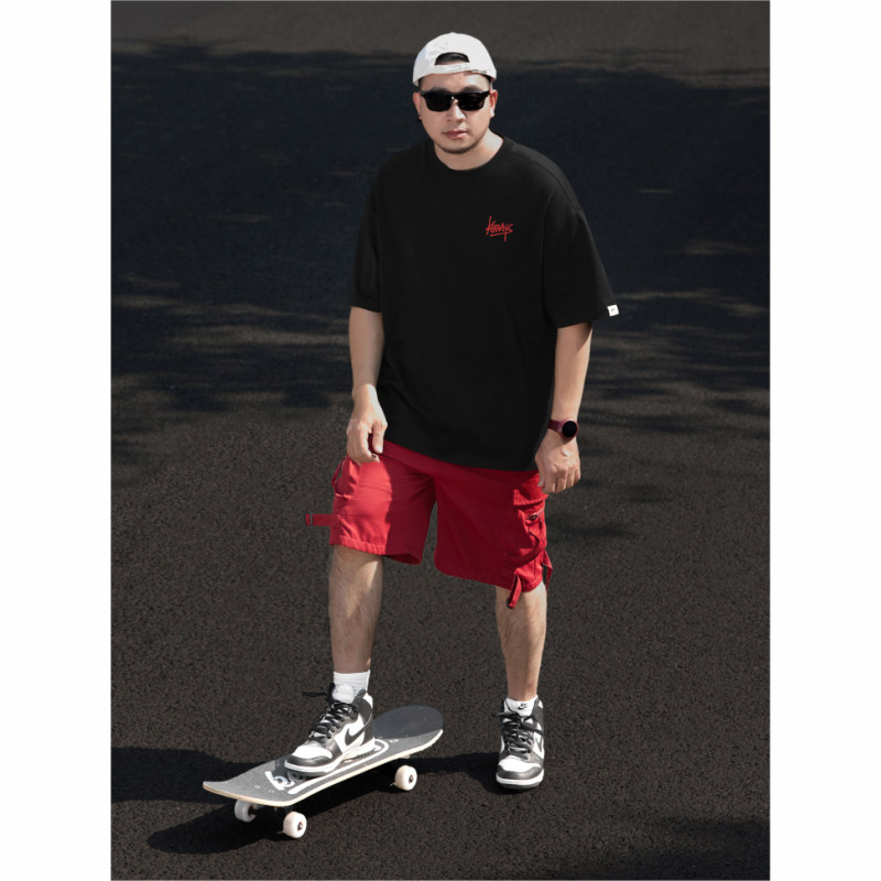 KERWATS品牌大码男装潮胖子字母胸花加肥加大春夏落肩重磅短袖t恤,男装,大码上装,淘宝优惠券,粉丝福利购,淘宝优惠卷