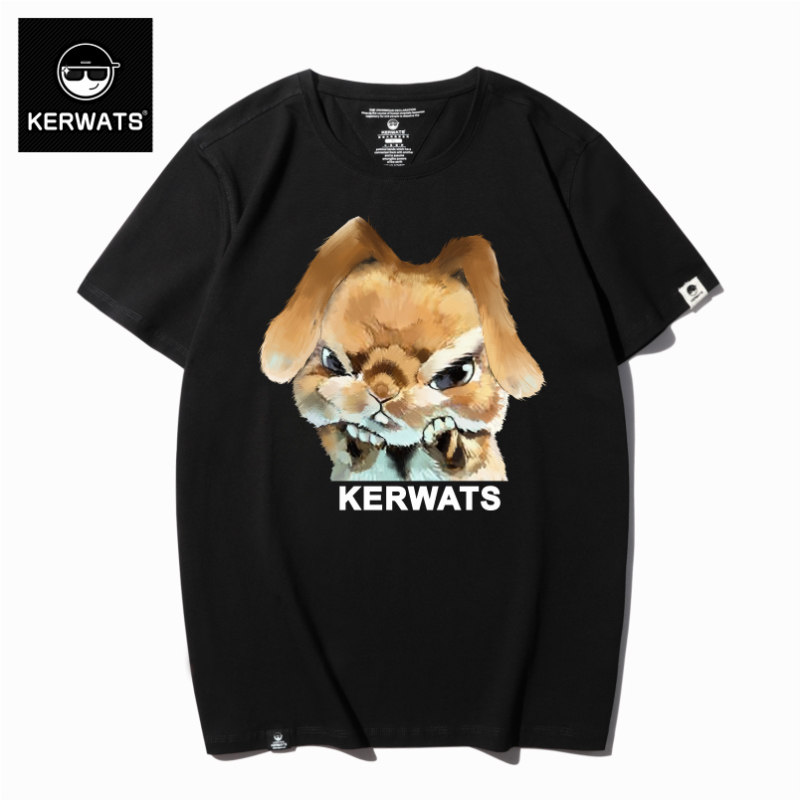 KERWATS青少年兔子卡通印花夏季韩版t恤圆领打底男女情侣宽松短袖