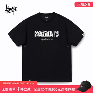 t恤 机车潮落肩短袖 KERWATS可维斯品牌大码 男女无性别英文印花美式