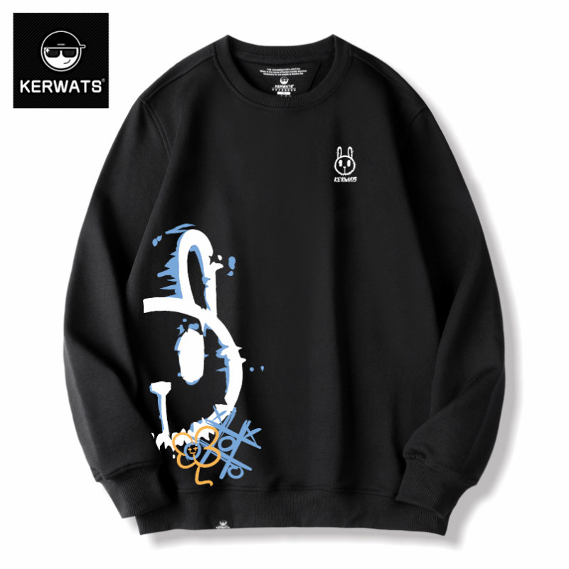 KERWATS潮牌韩版秋冬款兔子字母印花打底衫休闲男女同款套头卫衣