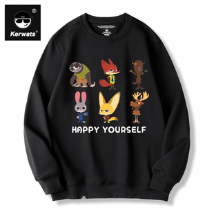 疯狂动物城兔子警官朱迪与狐狸尼克树懒闪电卡通圆领卫衣男女大码